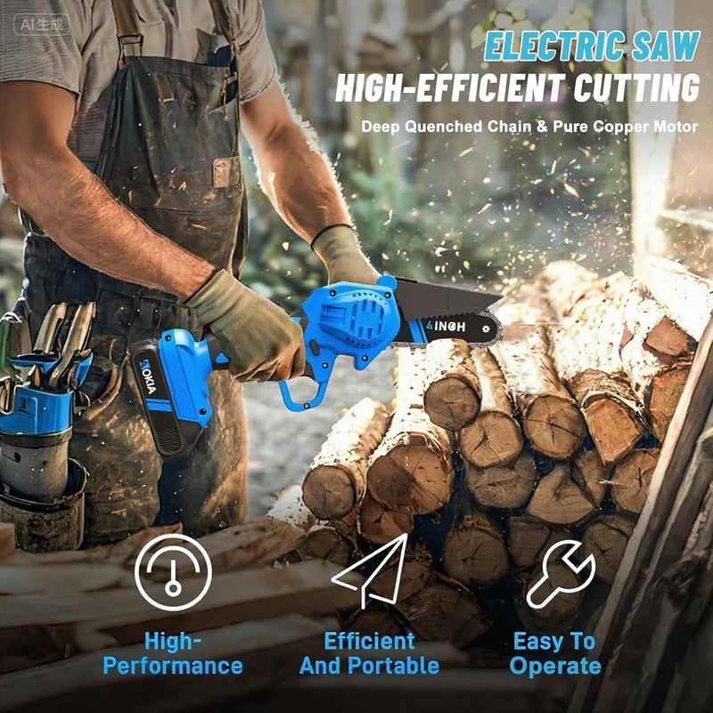 Aokia Mini Chainsaw Cordless with Battery Charger Handheld Electric Chainsaw for Tree Pruning Branch Cutting Garden Yard Wood Cutting 30 Min Runtime Lightweight Safe - Image 5